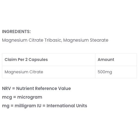 ActiHealth ActiGo Magnesium Citrate 500mg Vegan 60 Veg Capsules