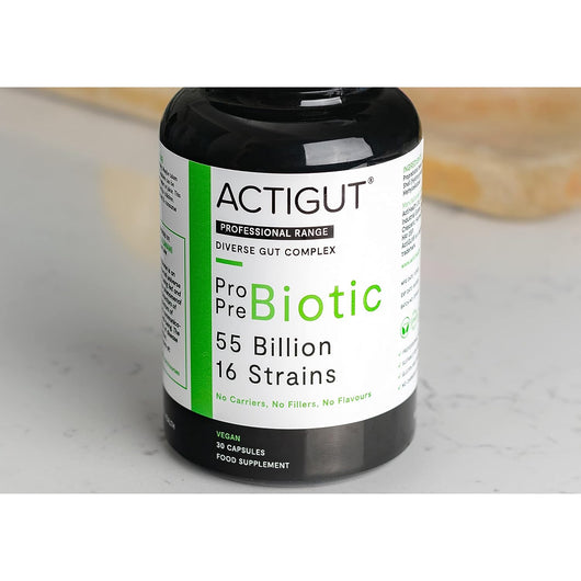 ActiHealth ActiGut Diverse Gut Complex Probiotic & Prebiotic 55 Billion 16 Strains Vegan Certified 30 Veg Capsules