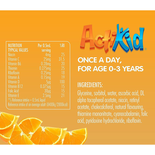 ActiKid Multivitamin Drops for Babies, Infants and Children from 0-3 Years 25ml