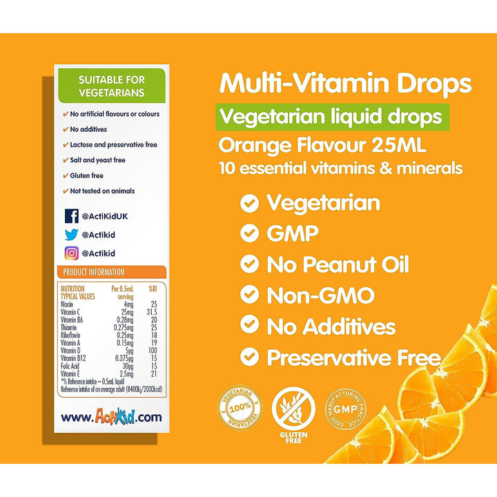 ActiKid Multivitamin Drops for Babies, Infants and Children from 0-3 Years 25ml