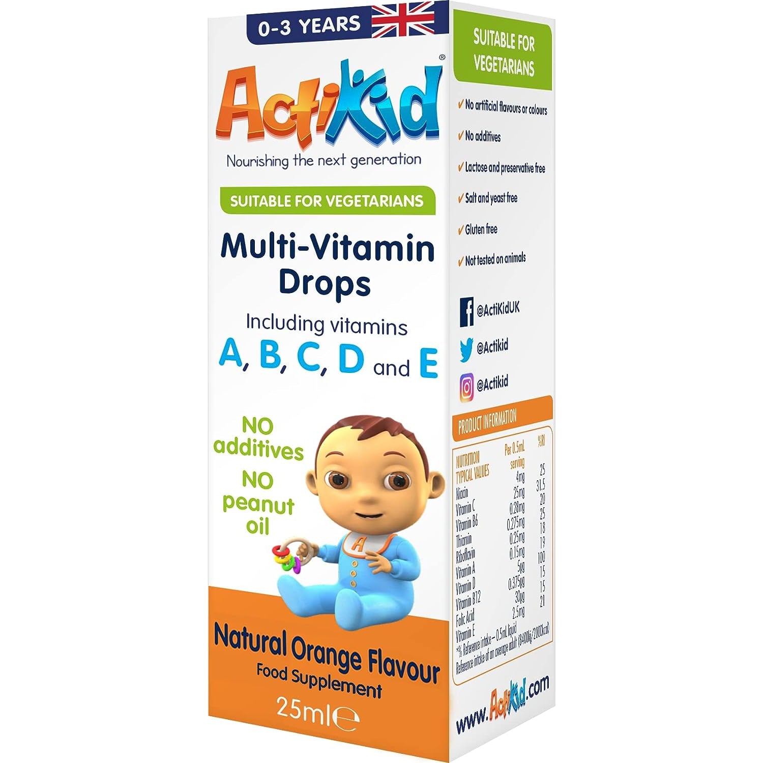 ActiKid Multivitamin Drops for Babies, Infants and Children from 0-3 Years 25ml
