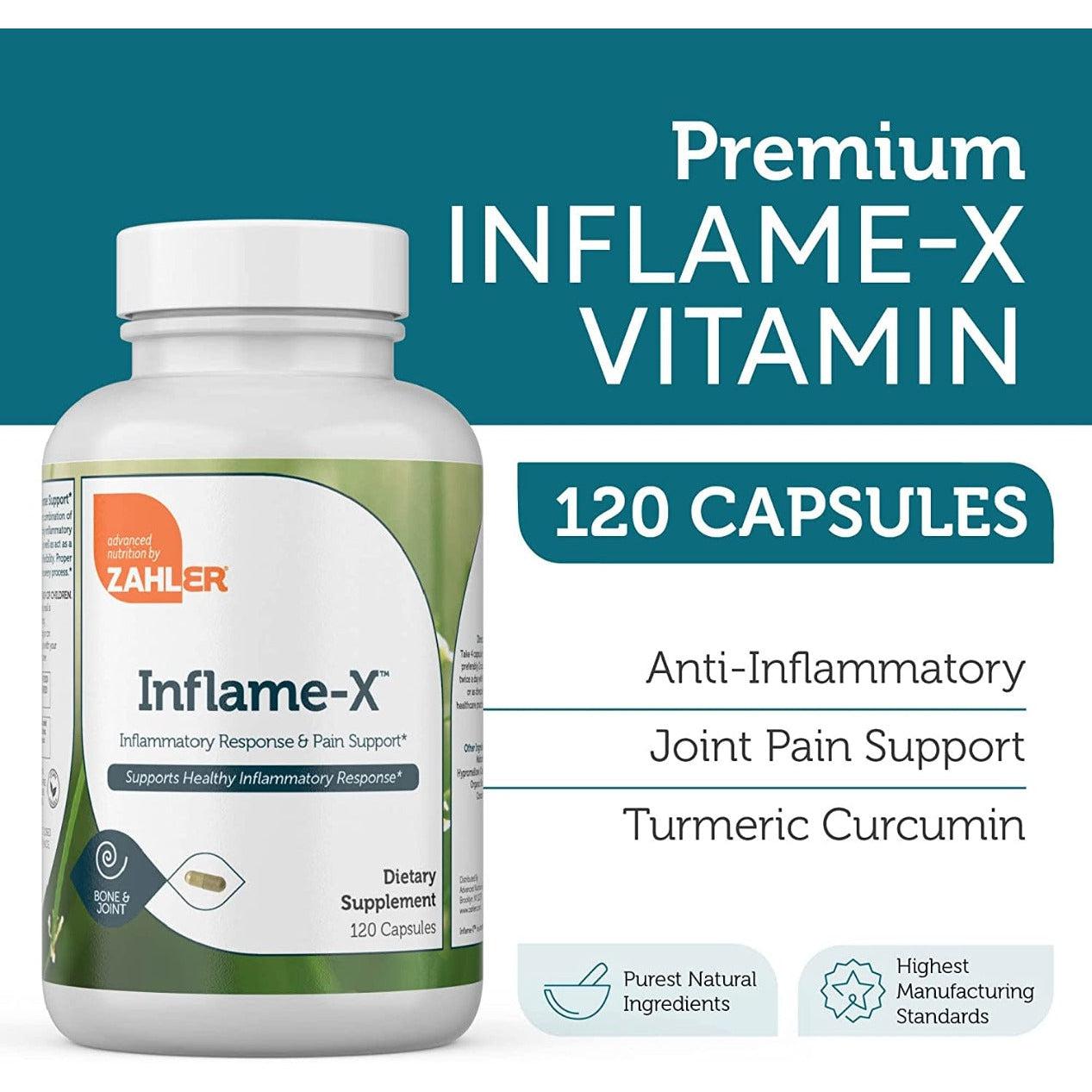 Advanced Nutrition by ZAHLER Inflame-X Advanced Inflammatory Response Support with Curcumin 120 vegan capsules