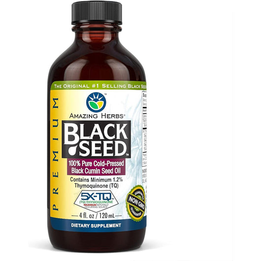 Amazing Herbs Premium Black Seed Cumin Seed Oil 100% Pure Cold Pressed Nigella Sativa 120ml