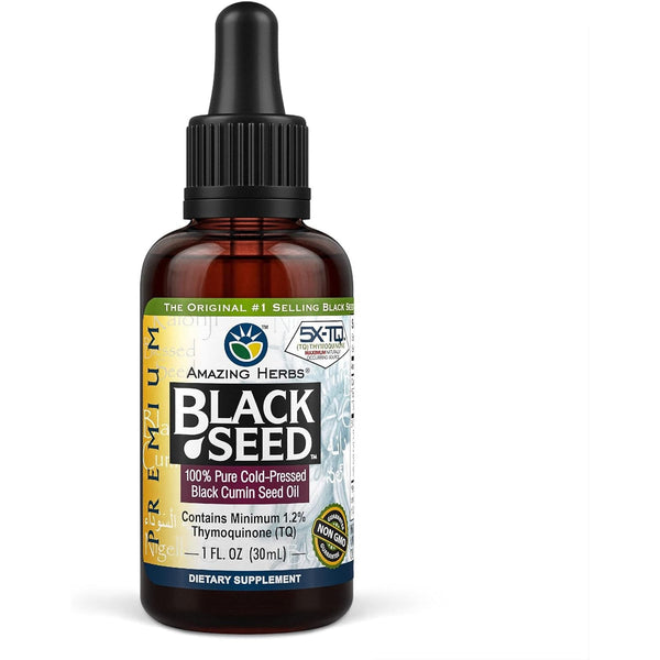 Amazing Herbs Premium Black Seed Cumin Seed Oil 100% Pure Cold Pressed Nigella Sativa 30ml