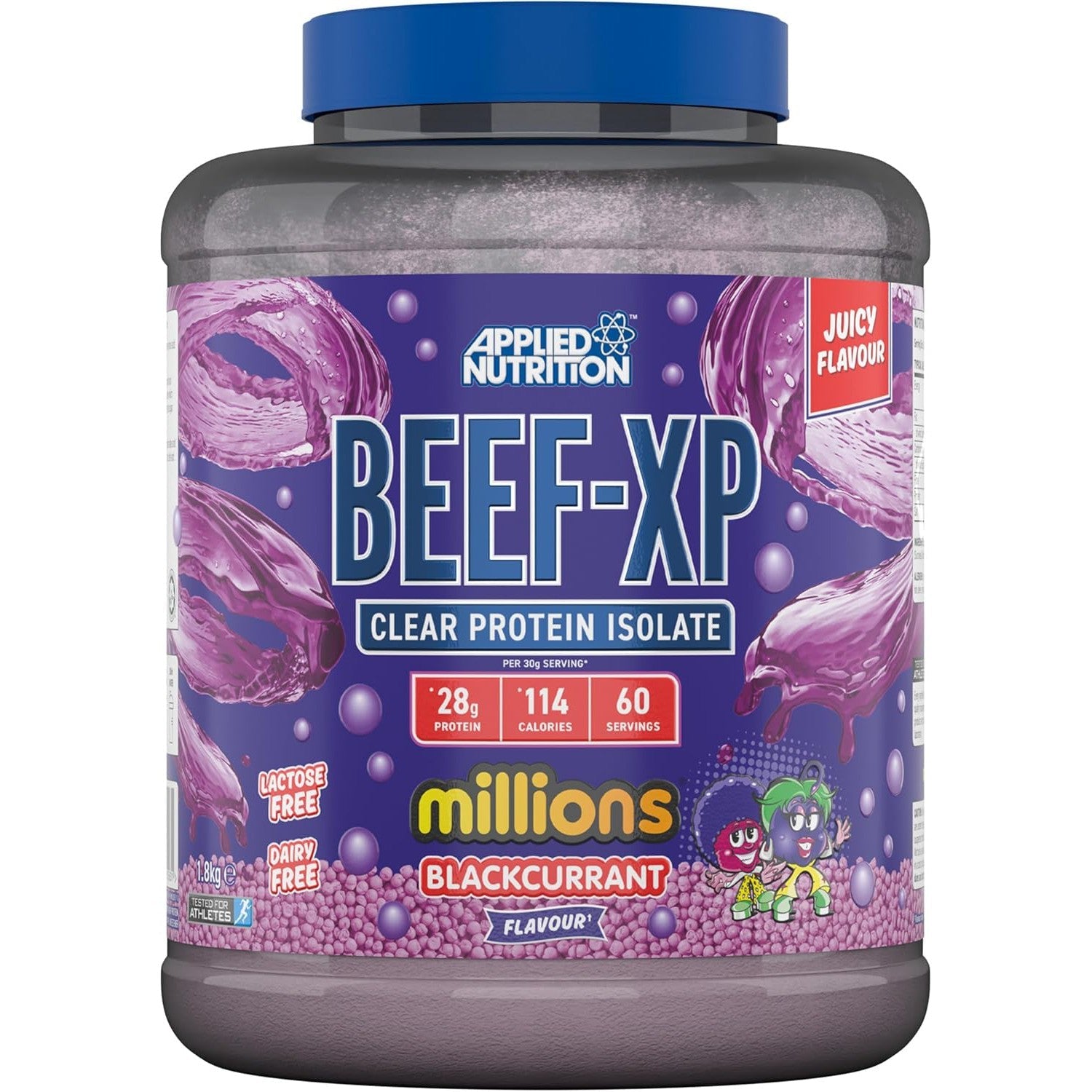 Applied Nutrition Beef-XP Clear Hydrolysed Protein Lactose Free Dairy Free Zero Sugar Blackcurrant Millions 1.8 KG
