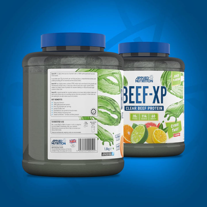 Applied Nutrition Beef-XP Clear Hydrolysed Protein Lactose Free Dairy Free Zero Sugar Citrus Twist 1.8 KG