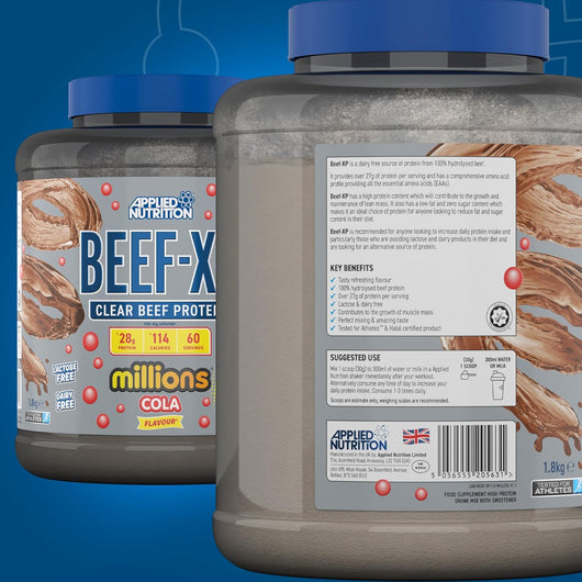 Applied Nutrition Beef-XP Clear Hydrolysed Protein Lactose Free Dairy Free Zero Sugar Cola Millions 1.8 KG