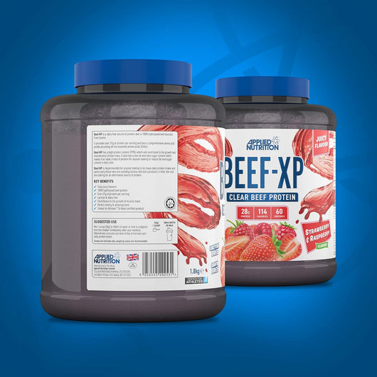 Applied Nutrition Beef-XP Clear Hydrolysed Protein Lactose Free Dairy Free Zero Sugar Strawberry & Raspberry 1.8 KG