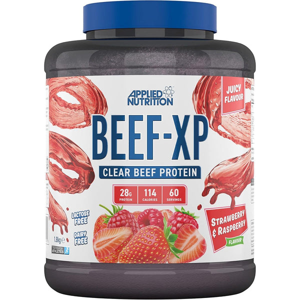 Applied Nutrition Beef-XP Clear Hydrolysed Protein Lactose Free Dairy Free Zero Sugar Strawberry & Raspberry 1.8 KG