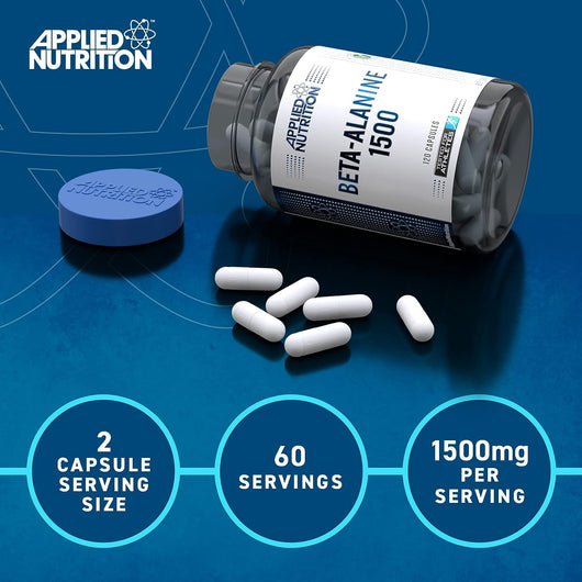 Applied Nutrition Beta Alanine 1500, Amino Acid Supplement, Strength & Performance, 750mg 120 Veggie Capsules