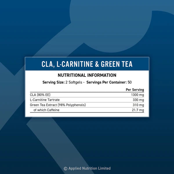 Applied Nutrition CLA L-Carnitine & Green Tea 100 Veggie Softgels