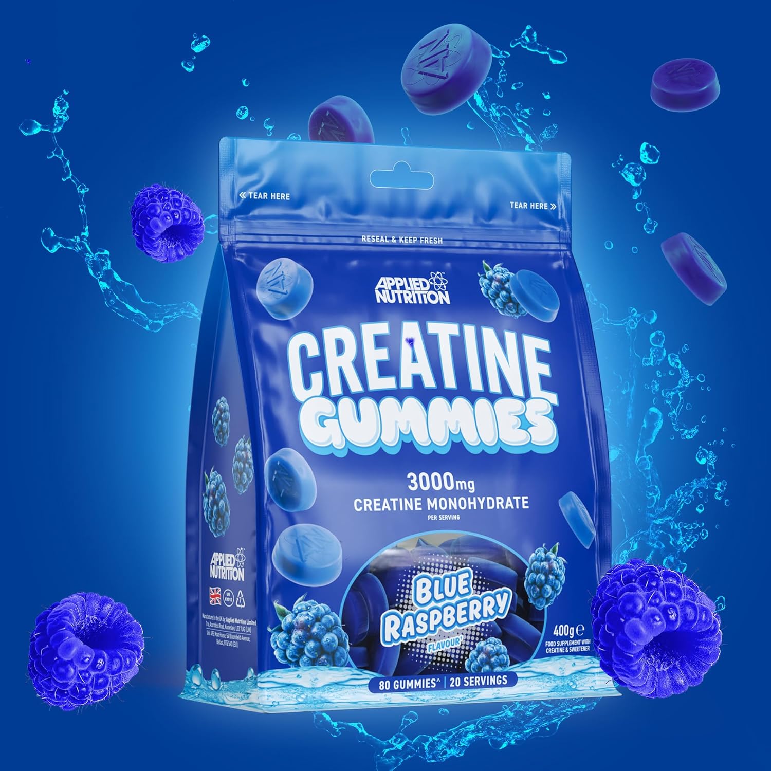 Applied Nutrition Creatine Gummies Blue Raspberry 3000mg 400g