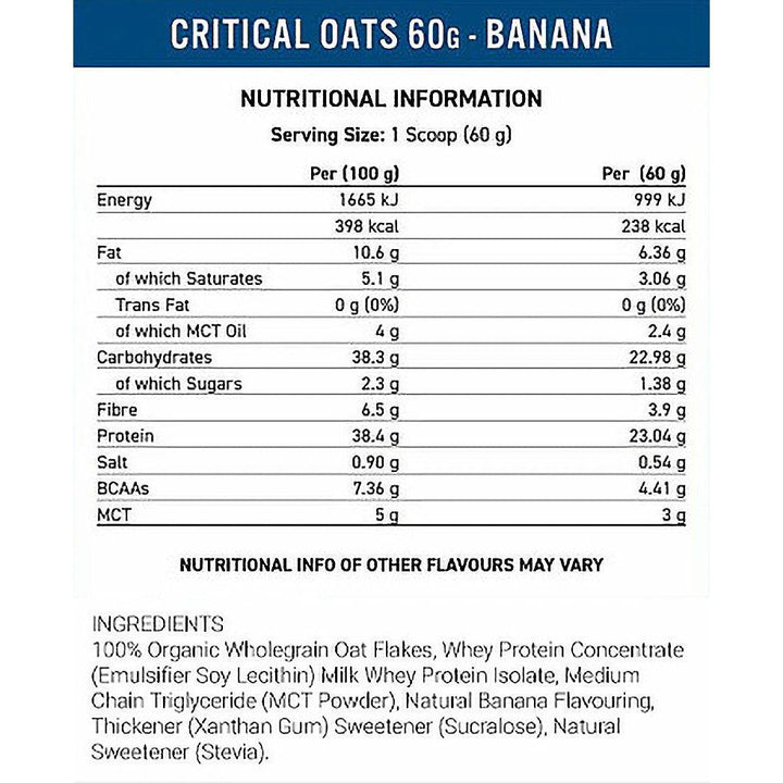 Applied Nutrition Critical Oats Advanced Protein Porridge Cup Banana High Protein Low Sugar with