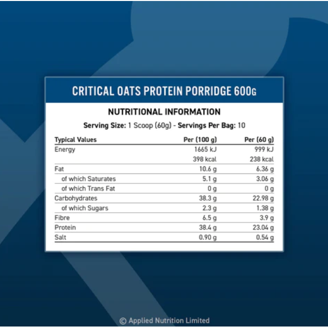 Applied Nutrition Critical Oats Advanced Protein Porridge Cup Golden Syrup 60g