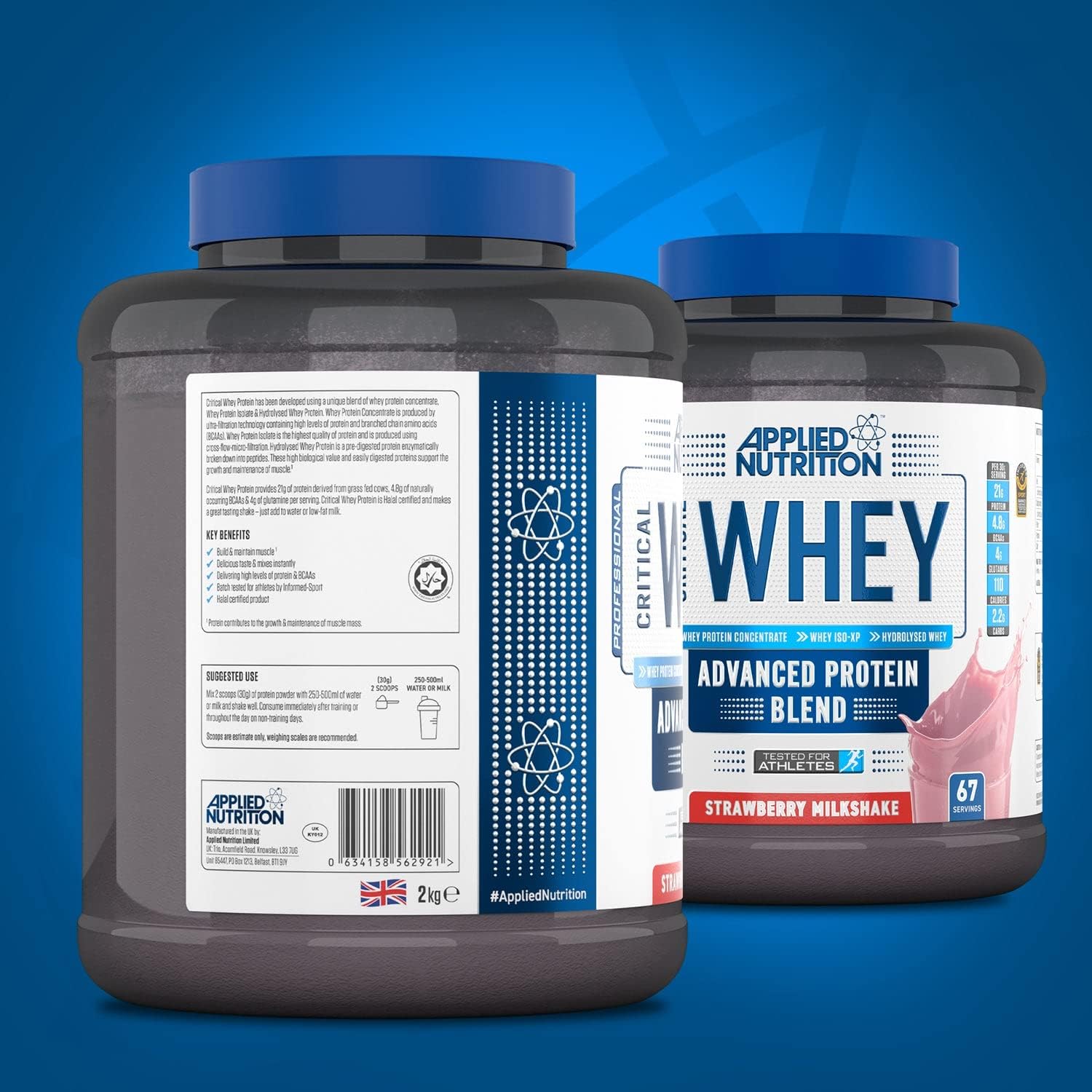 Applied Nutrition Critical Whey Advanced Protein Blend Strawberry Milkshake 21g Protein 2g Carbs 2.27 Kg