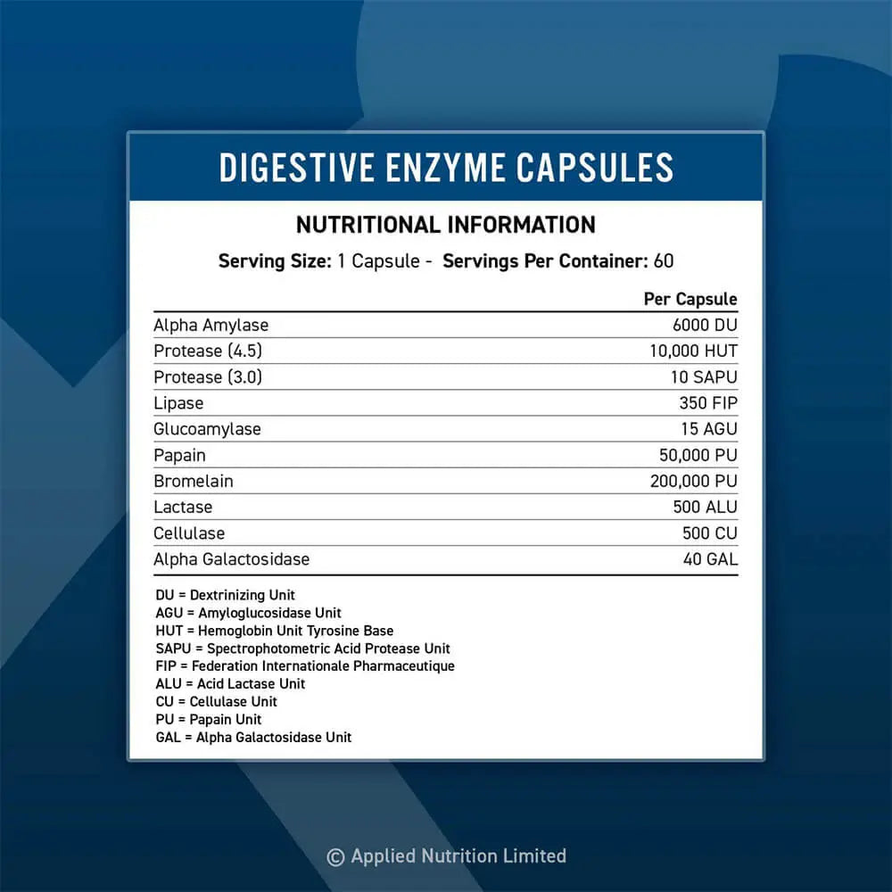 Applied Nutrition Digestive Enzymes Multi Enzyme Complex 60 Vegetable Capsules