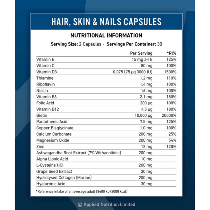 Applied Nutrition Hair, Skin & Nails 60 Vegetable Capsules