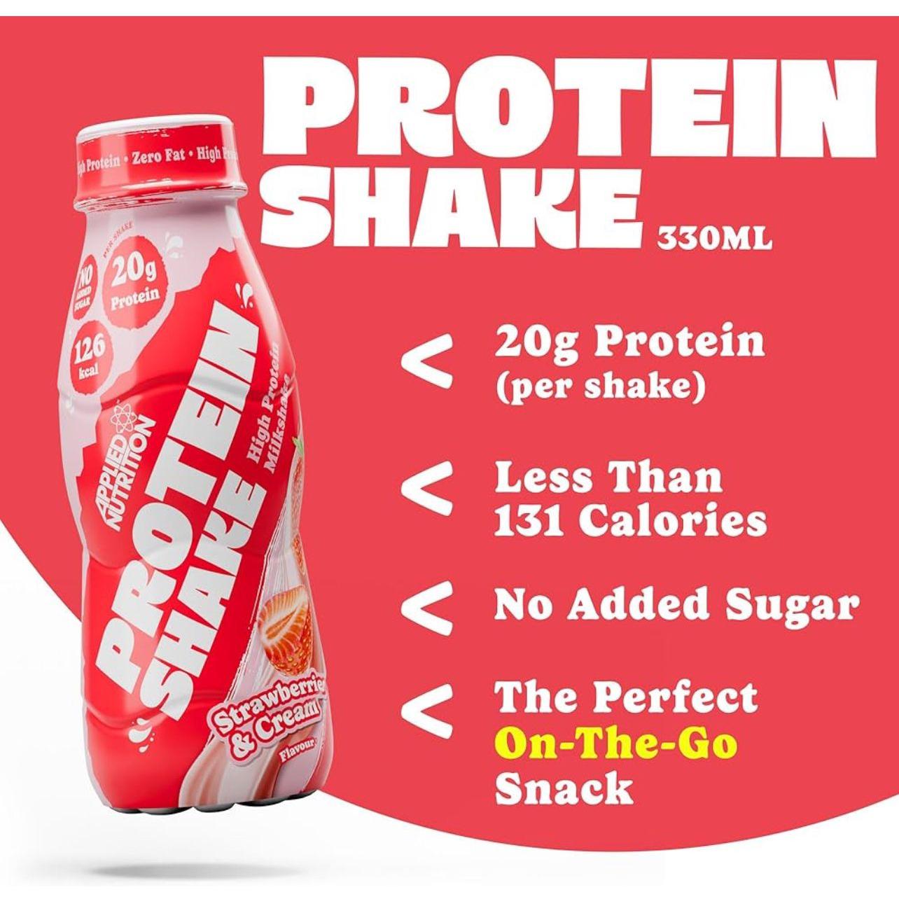Applied Nutrition High Protein Shake Strawberries & Cream Low Fat No Added Sugar 500ml