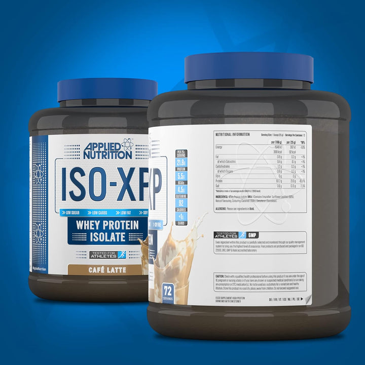 Applied Nutrition ISO-XP Whey Protein Isolate Lactose Free Zero Sugar 0 Carbs 0 Fats Cafe Latte 1.8KG