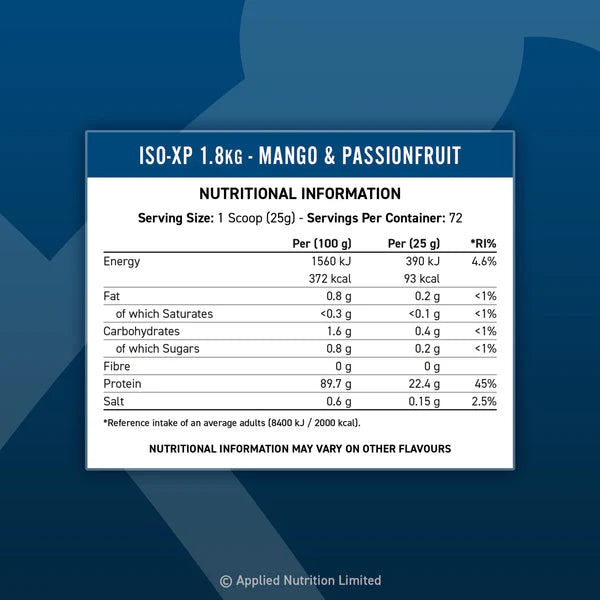 Applied Nutrition ISO-XP Whey Protein Isolate Zero Sugar 0 Carbs 0 Fats Chocolate Dessert 1.8KG