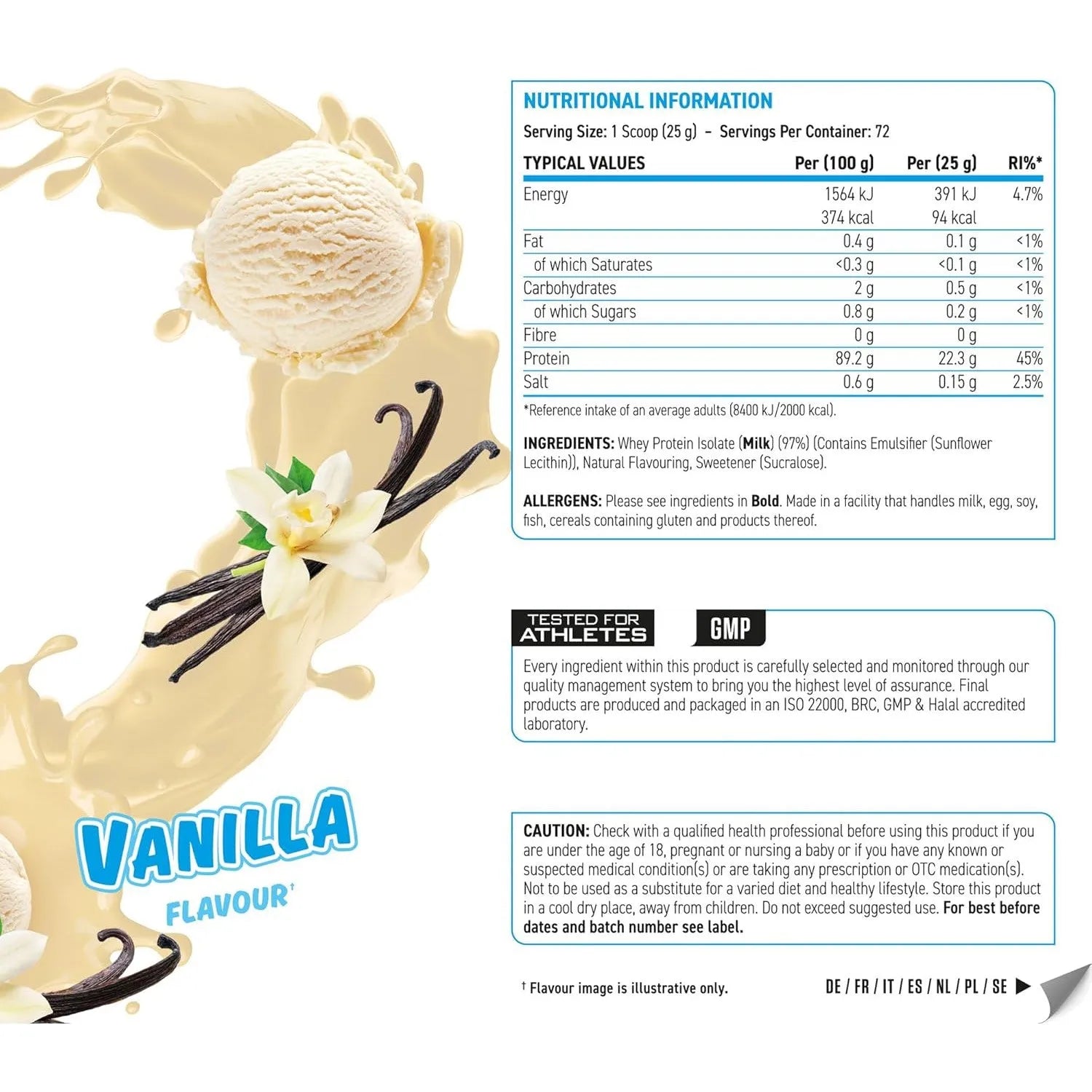 Applied Nutrition ISO-XP Whey Protein Isolate Zero Sugar 0 Carbs 0 Fats Vanilla 1.8 KG