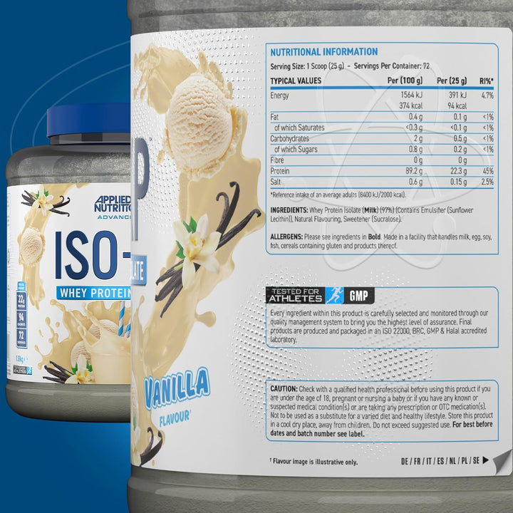 Applied Nutrition ISO-XP Whey Protein Isolate Zero Sugar 0 Carbs 0 Fats Vanilla 1.8 KG