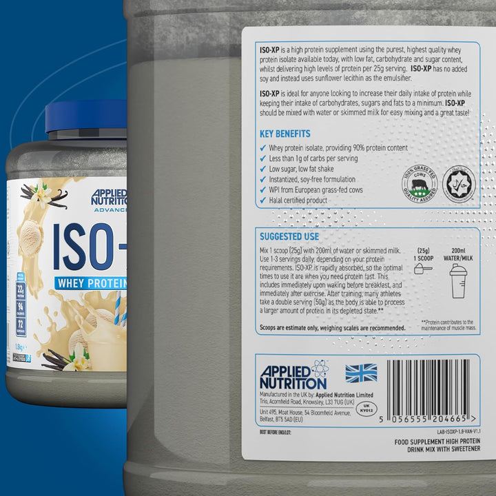 Applied Nutrition ISO-XP Whey Protein Isolate Zero Sugar 0 Carbs 0 Fats Vanilla 1.8 KG