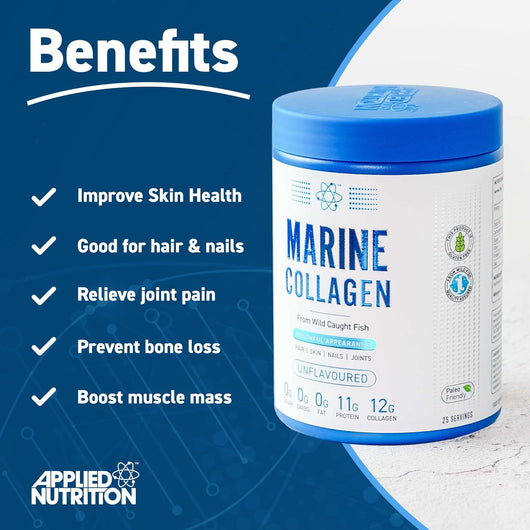 Applied Nutrition Marine Collagen From Wild Caught Fish Strawberry Raspberry Flavoured 3oog