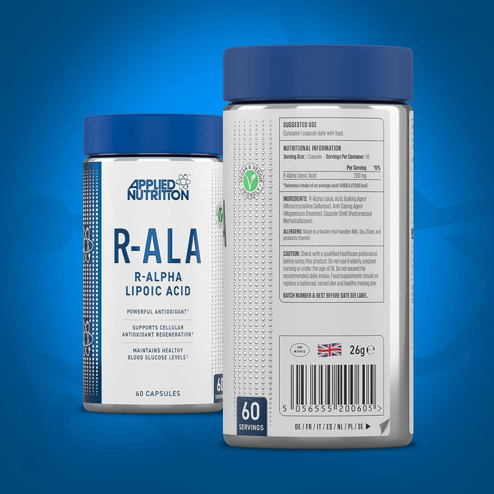 Applied Nutrition R-Alpha Lipoic Acid R-ALA 200mg 60 Vegetable Capsules - 2 Month Supply