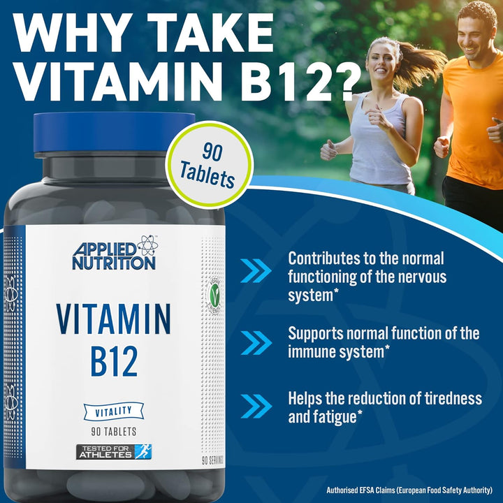 Applied Nutrition Vitamin B12 90 Tablets Gluten Free Dairy Free Vegan