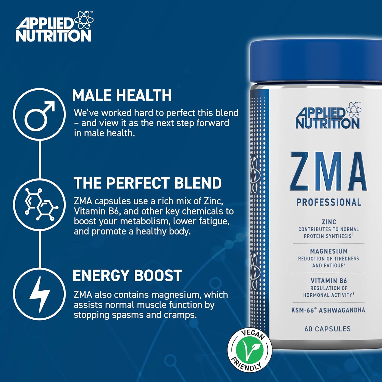 Applied Nutrition ZMA PRO Zinc and Magnesium plus Vitamin B6 60 Veggie Capsules