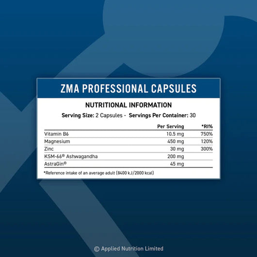 Applied Nutrition ZMA PRO Zinc and Magnesium plus Vitamin B6 60 Veggie Capsules