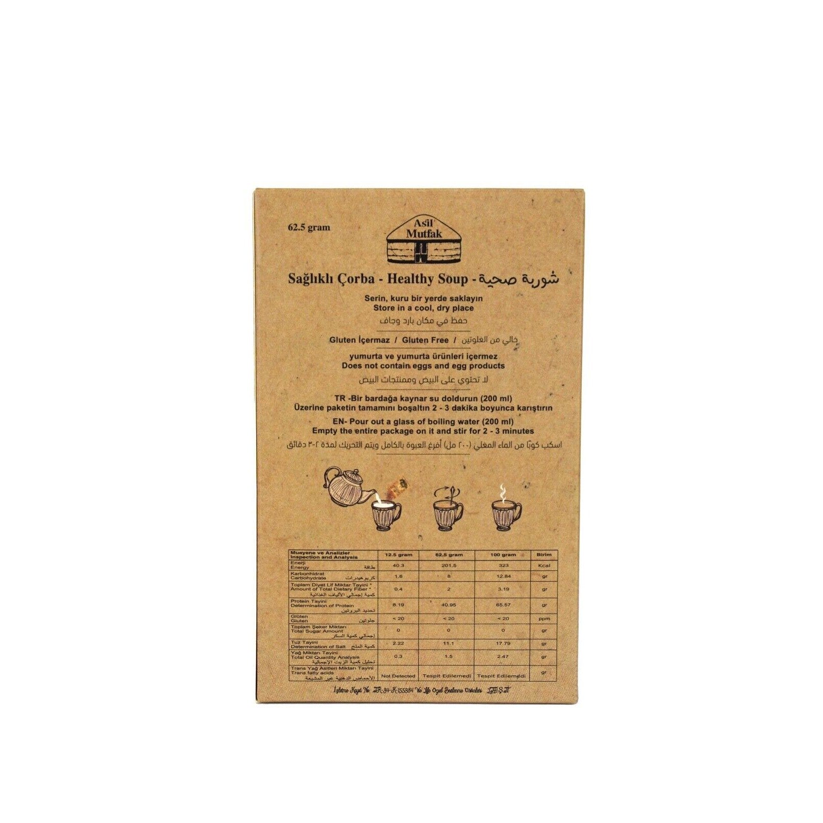 Asil Mutfak Bone Broth Soup Mint 100% Natural Collagen Halal Certified Gluten Free Keto Low Carb 5 Packets