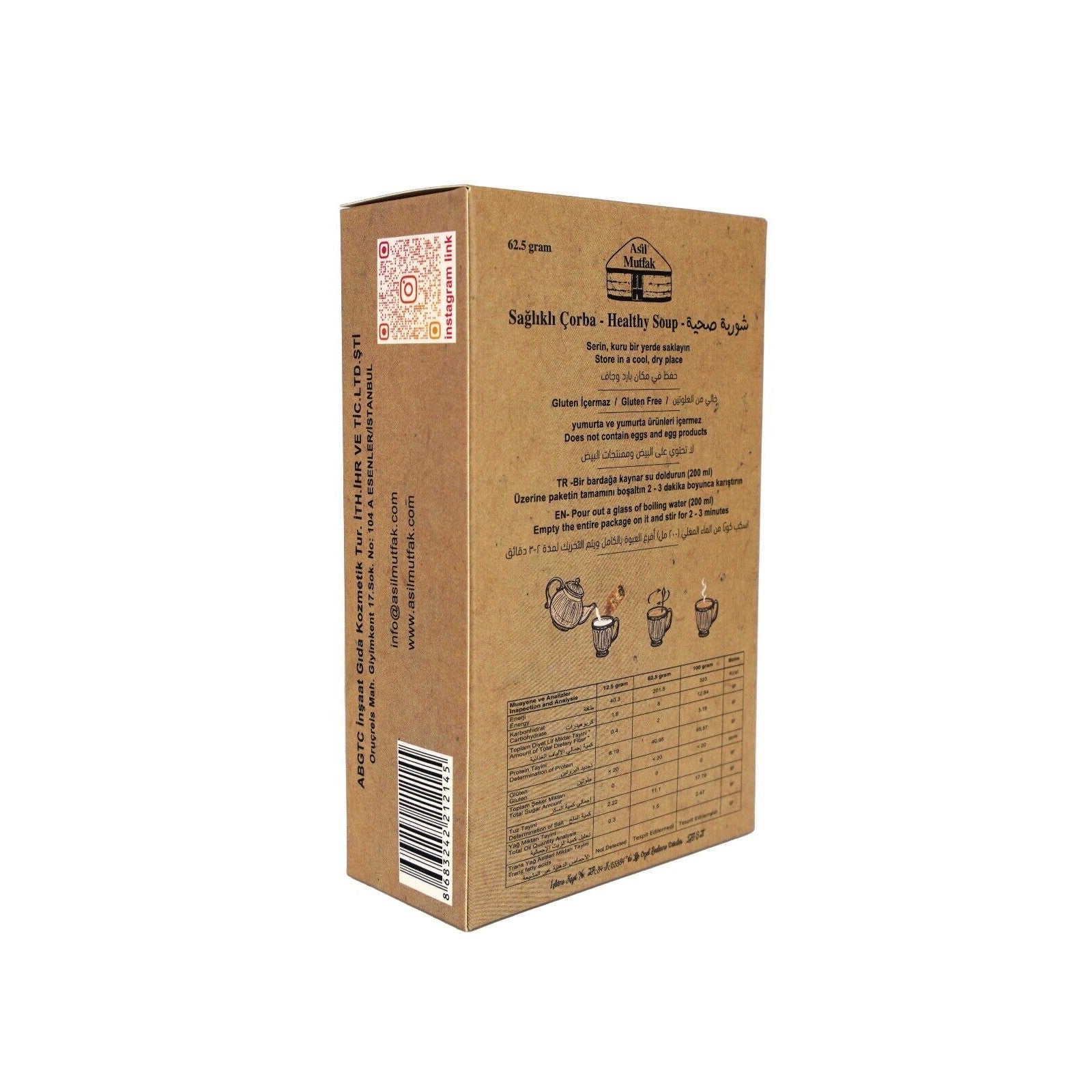 Asil Mutfak Bone Broth Soup with Thyme 100% Natural Collagen Halal Certified Gluten Free Keto Low Carb 5 Packets