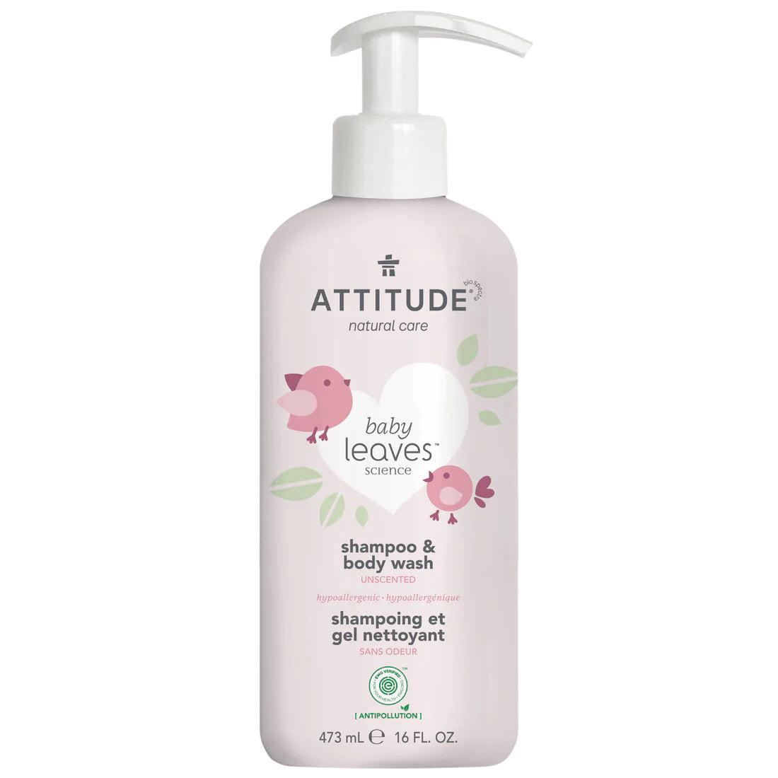 Attitude Baby leaves 2-In-1 Shampoo and Body Wash Fragrance Free 473mL