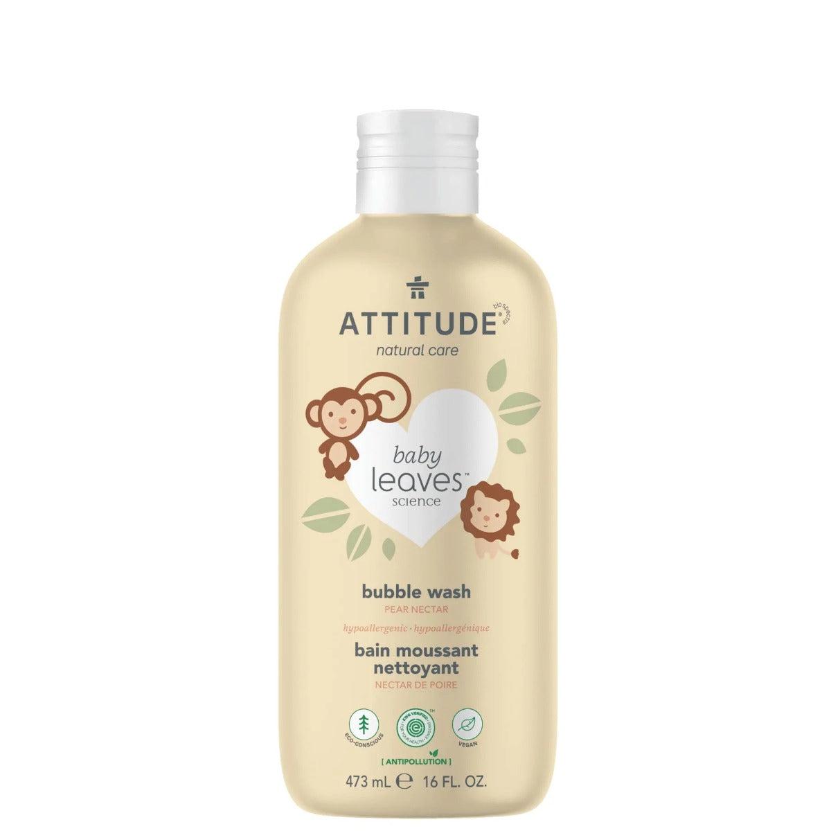 Attitude Baby leaves Natural Baby Bubble Wash for Sensitive Skin Pear Nectar 473mL