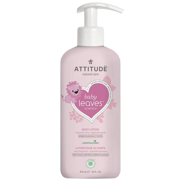 Attitude Baby leaves Natural Body Lotion For Newborn until 2 yrs Fragrance Free 473mL