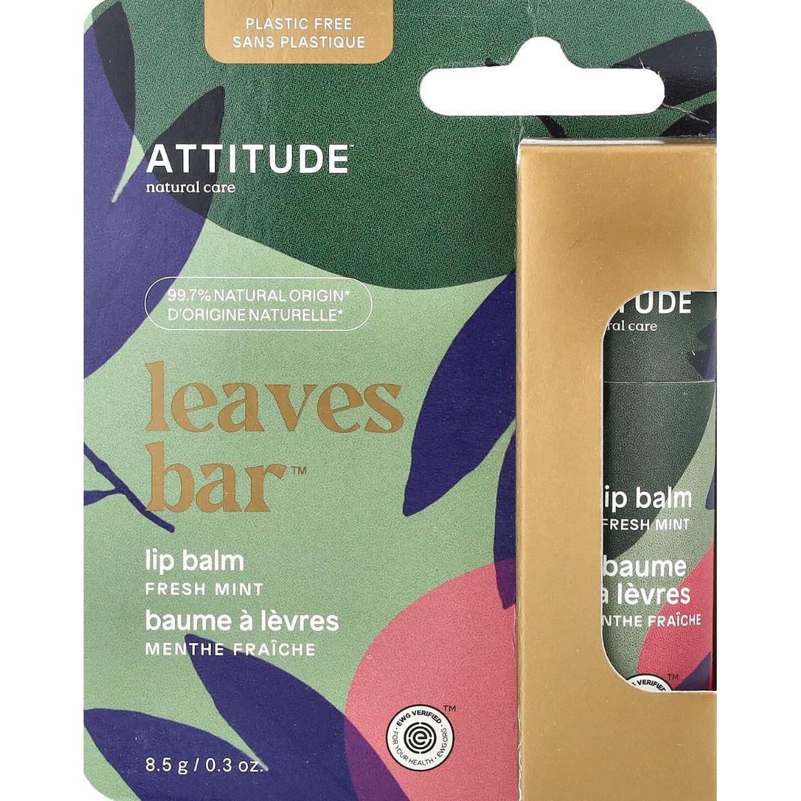 Attitude Lip Balm Leaves Bar Mint .3 oz.