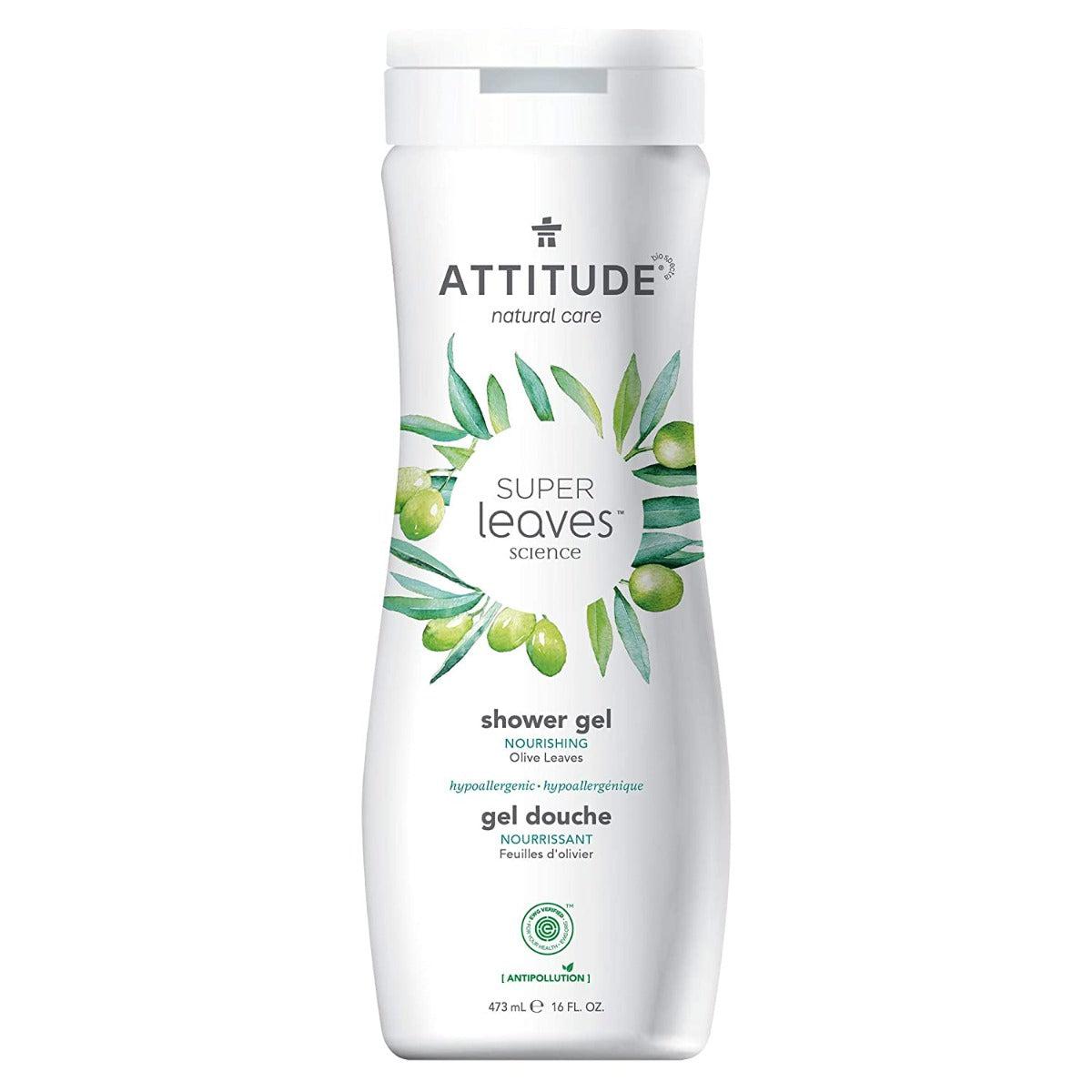 Attitude Super Leaves Natural Shower Gel Hypoallergenic Regenerating Olive Leaves SLS FREE 473ml