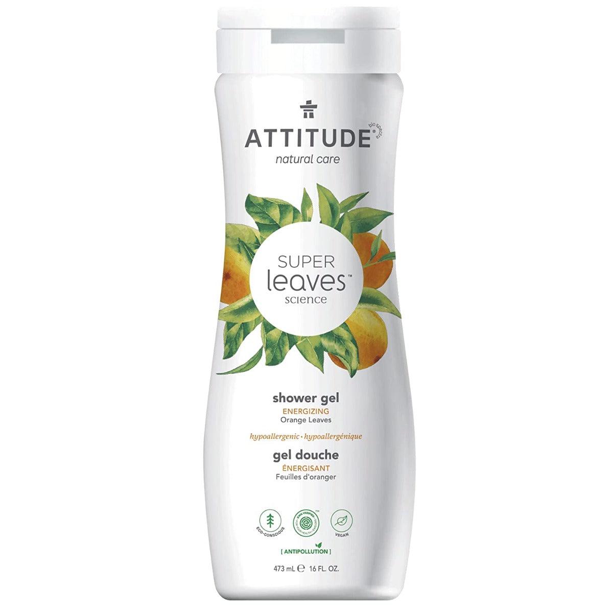 Attitude Super Leaves Natural Shower Gel Hypoallergenic Regenerating Orange Leaves SLS FREE 473ml