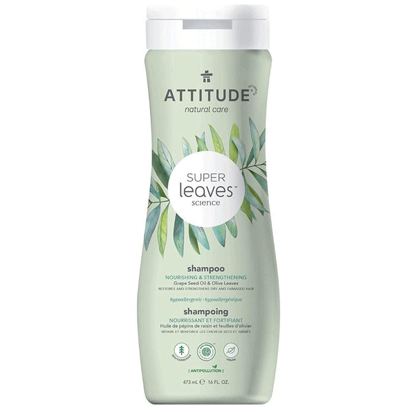 Attitude Super Leaves Natural shampoo Hypoallergenic Nourishing & Strenghtening Grapeseed Oil & Olive Leaves SLS FREE 473ml