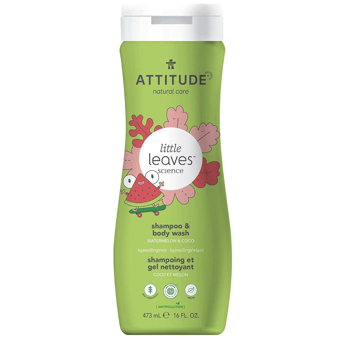Attitude little leaves Shampoo and Body Wash 2-in-1 for kids 2 yrs and up Sulfate Free Watermelon & Coco 473ml