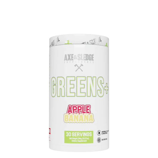 Axe & Sledge Greens+ Supergreens Powder 30 Servings -Apple Banana Flavor