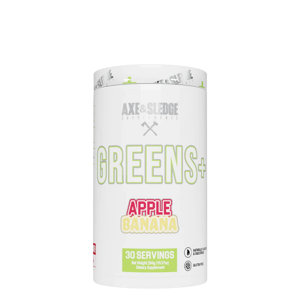 Axe & Sledge Greens+ Supergreens Powder 30 Servings -Apple Banana Flavor