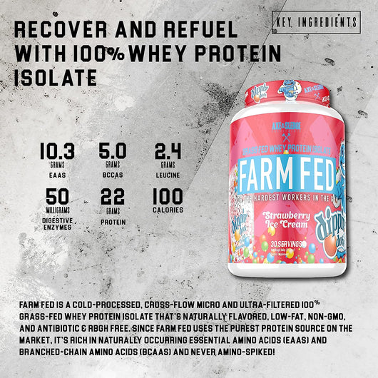 Axe & Sledge Supplements Farm Fed Grass-Fed Whey Protein Isolate with Digestive Enzymes, 22 Grams Protein, 840g 30 Servings - Cookies and Cream