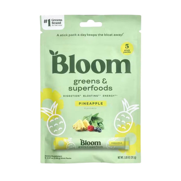 BLOOM Greens & Superfoods PINEAPPLE Flavored 5 Stick Packs