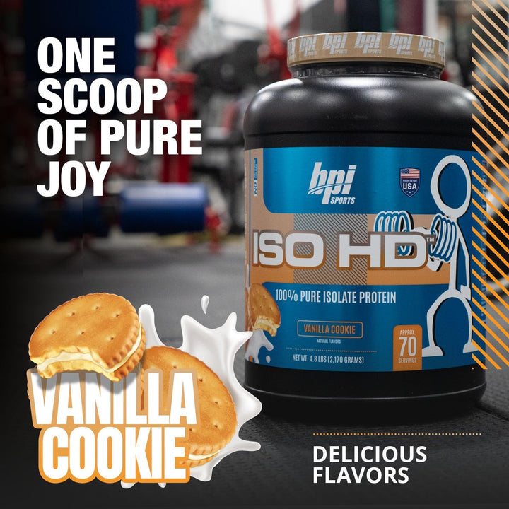 BPI Sports ISO HD Isolate Protein Vanilla Cookie Gluten Free High Protein Low Calorie- 69 Servings, 2.2 Kg