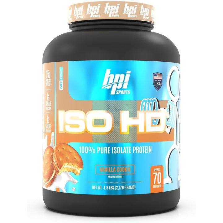 BPI Sports ISO HD Isolate Protein Vanilla Cookie Gluten Free High Protein Low Calorie- 69 Servings, 2.2 Kg