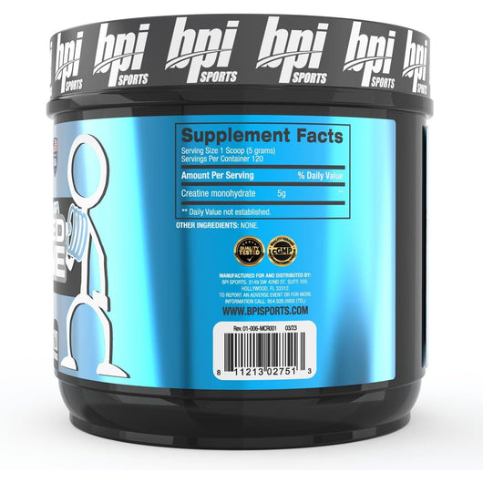 BPI Sports Micronized Creatine 100% Pure Creatine - Better Absorption - Unflavored 600g