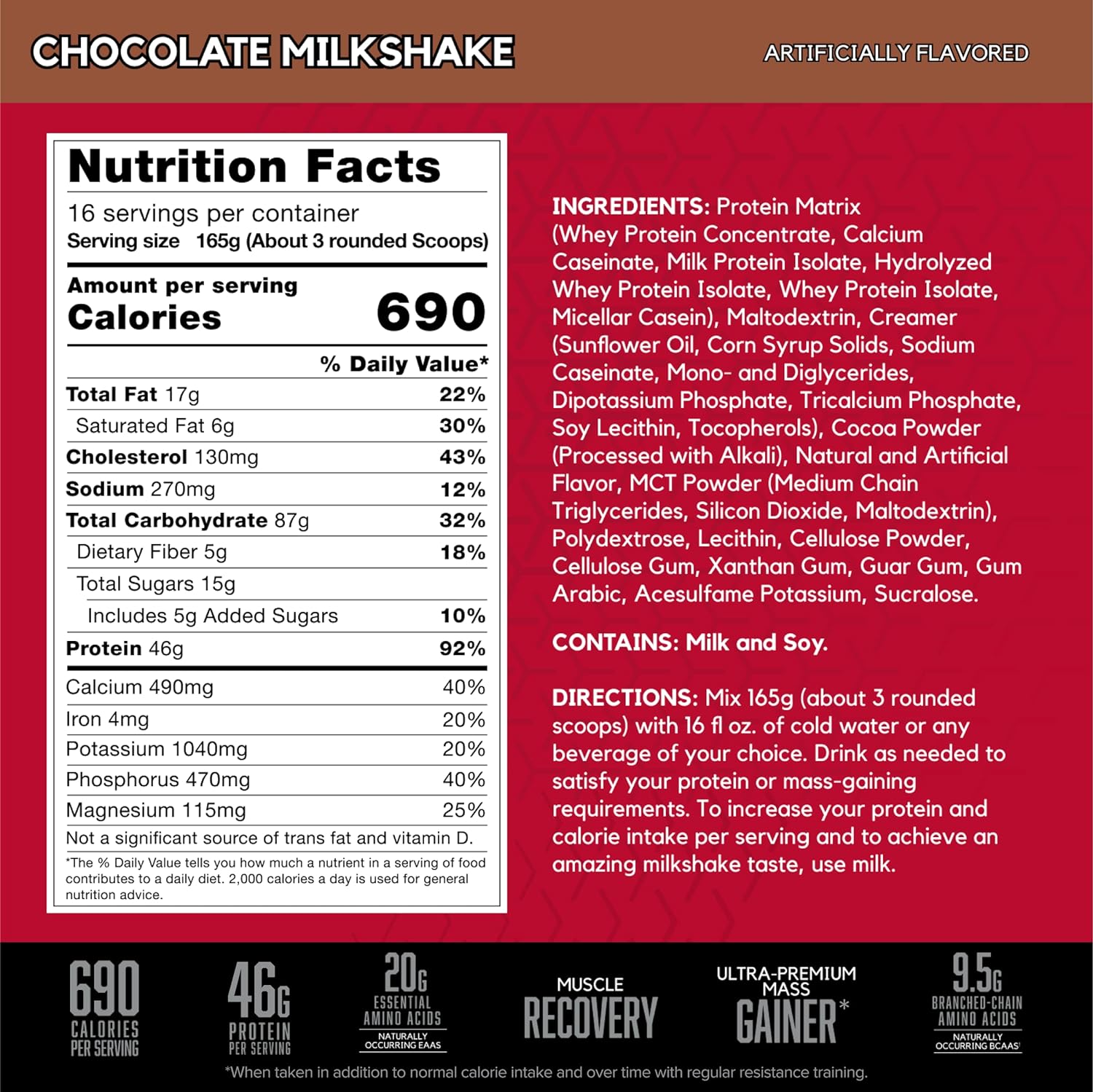 BSN TRUE-MASS Weight Gainer, Muscle Mass Gainer Protein Powder, Chocolate Milkshake, 2.64 KG